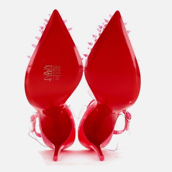 Christian Louboutin Red Spiked Heels - Picture 3 of 6